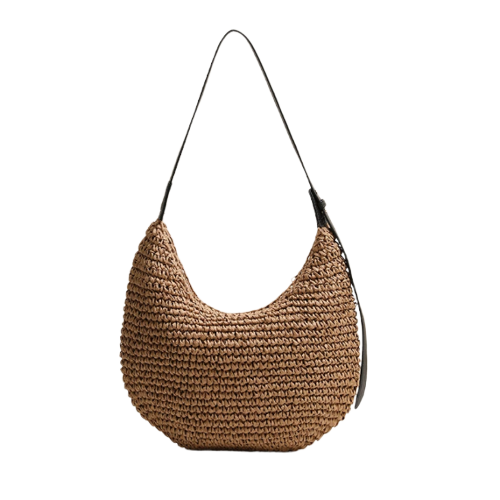 Asymmetric Straw Shoulder Bag – Woven Vacation Beach Tote | noémi